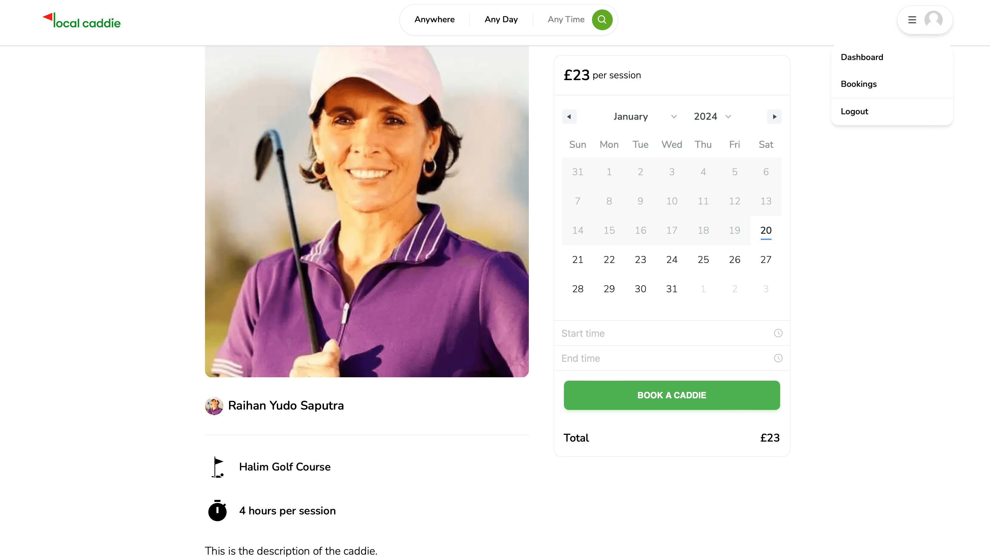 Local Caddie: Caddie Booking Application