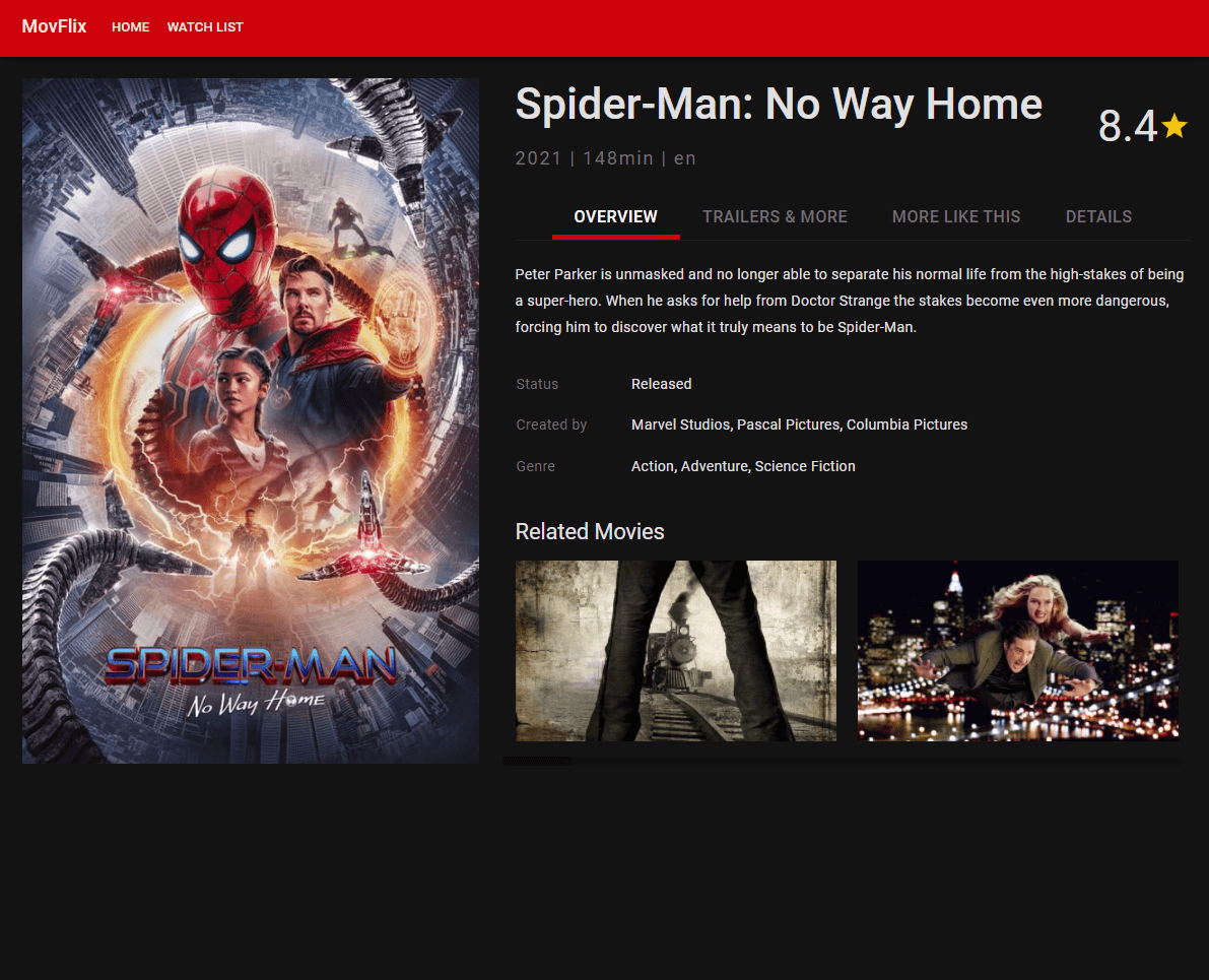 MovFlix Browse Interface