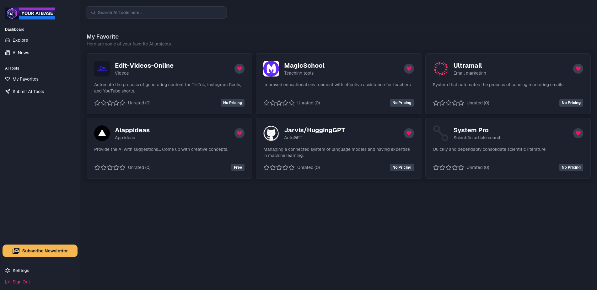 Save Favorite AI Tools