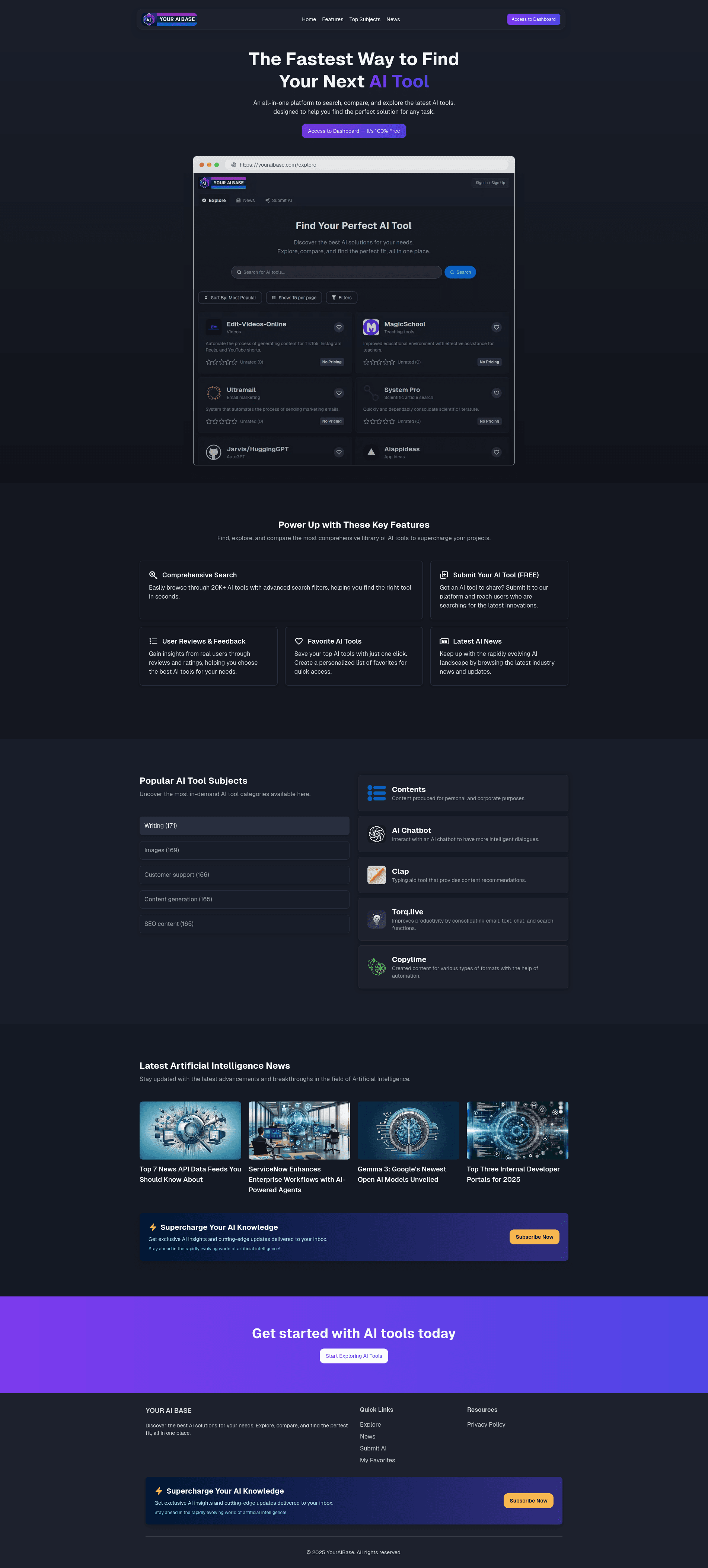 YourAIBase Landing Page