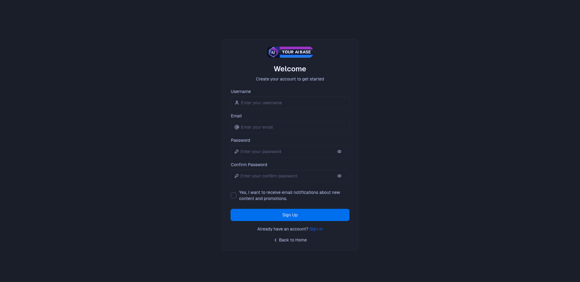 Registration Page