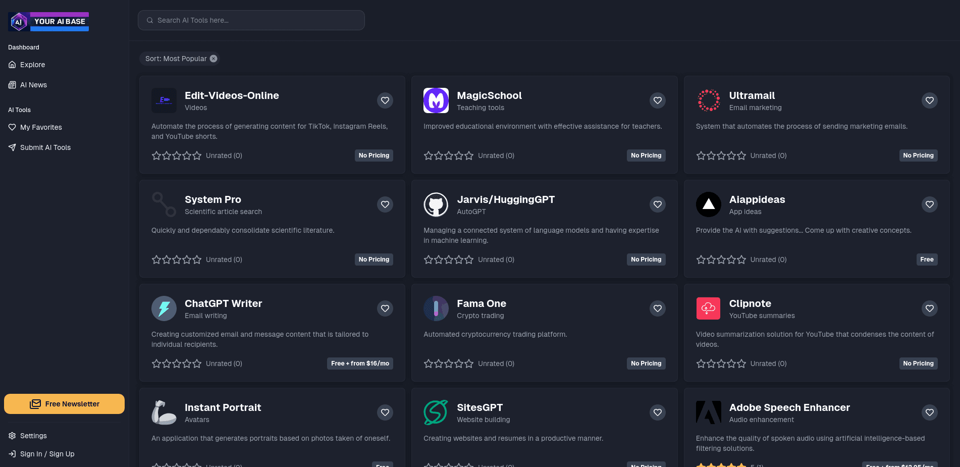 YourAIBase: AI Tools Aggregation