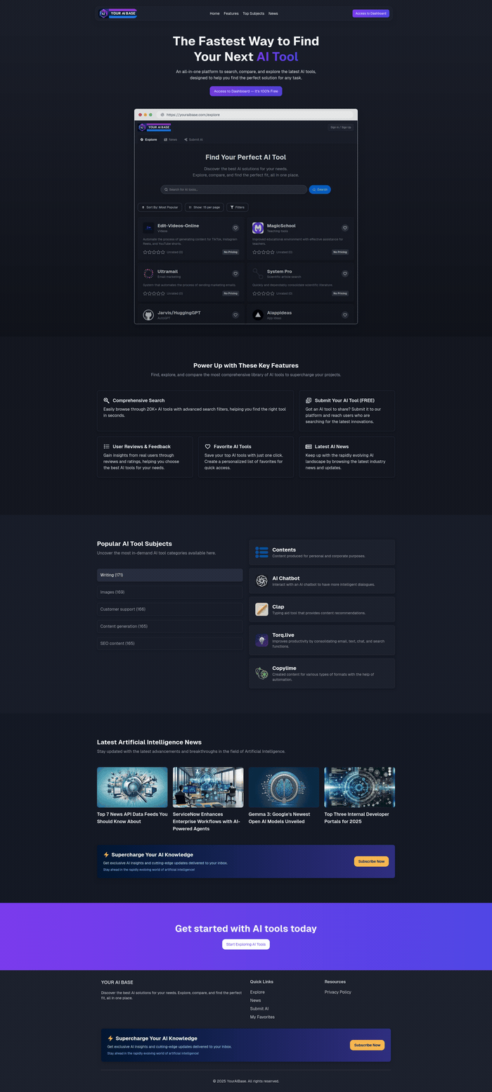 YourAIBase Landing Page